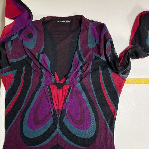 Vivienne Tam Vintage Chinese Opera Mask Print Mesh Top Y2K 90's Womens Medium - Picture 9 of 10